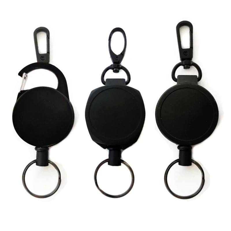 

3 Styles Retractable Keyring Metal Wire Keychain Clip Pull Recoil Sporty Key Ring Anti Lost Card Holder