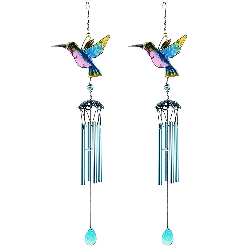 

2X Garden Wind Chimes Home Decor Outdoor Indoor Hanging Wind Chime Ornament Patio Yard Metal Windchime Birds Gifts