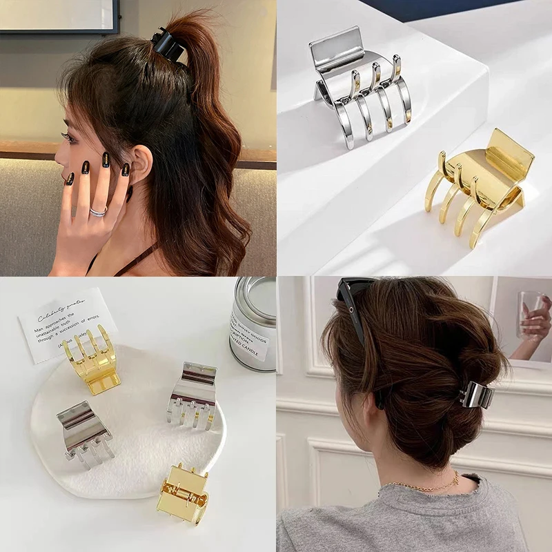 

Small Size Alloy Hair Claws for Women Crab Claw Clip Gold Silver Black Metal Hairpins Highten Ponytail Artifact Hair Accessories