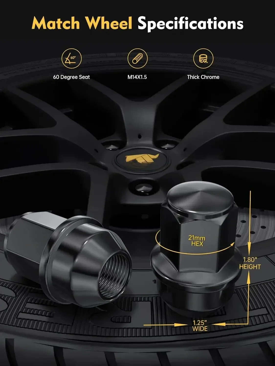 24 шт. M14x1 5 цельный черный OEM заводской стиль большие гайки сиденья из желудя