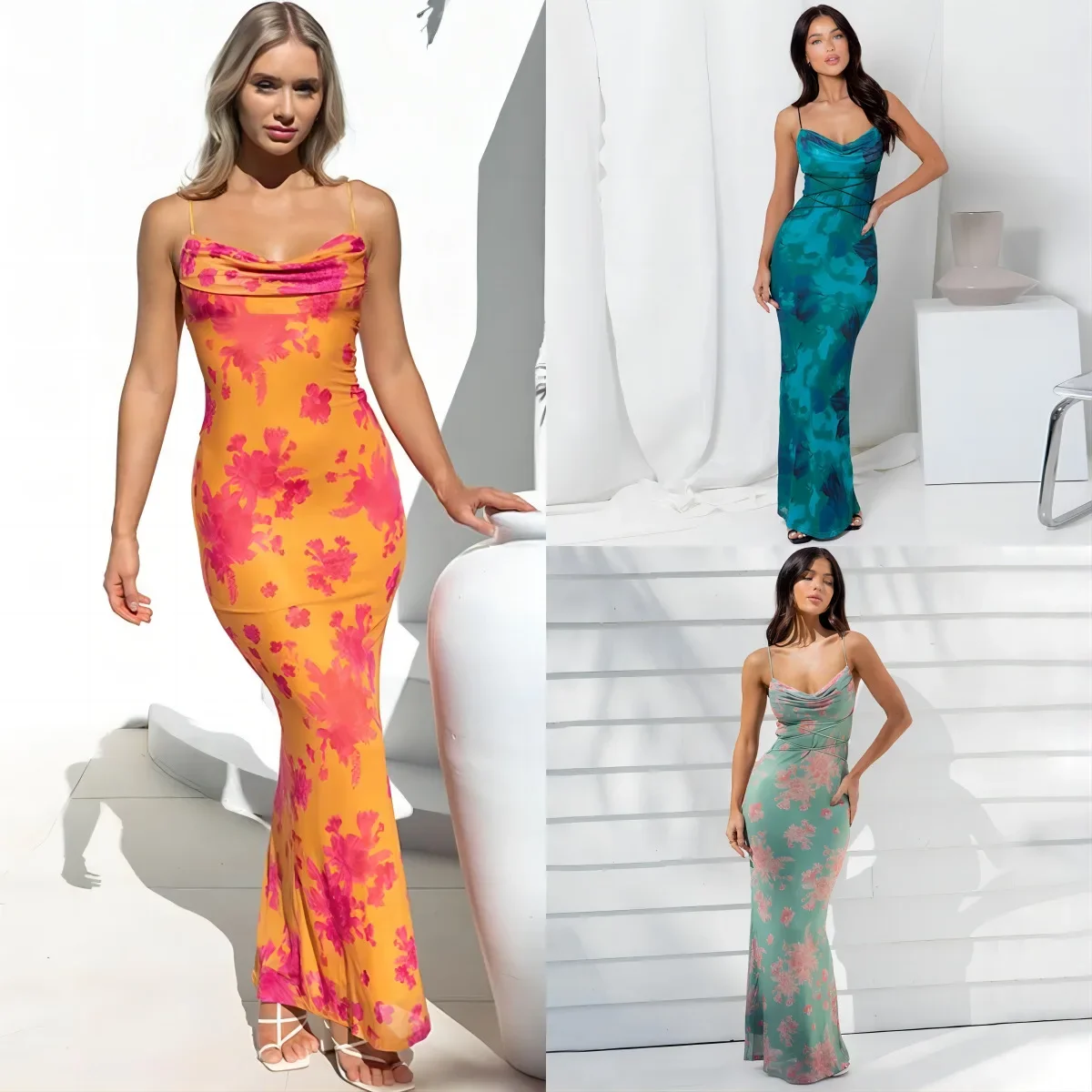 Sexy Open-Back Slimming Tank Dress Amazon Cross-Border E-commerce Women's Clothing New Arrival Spring Summer 2024 Fashion