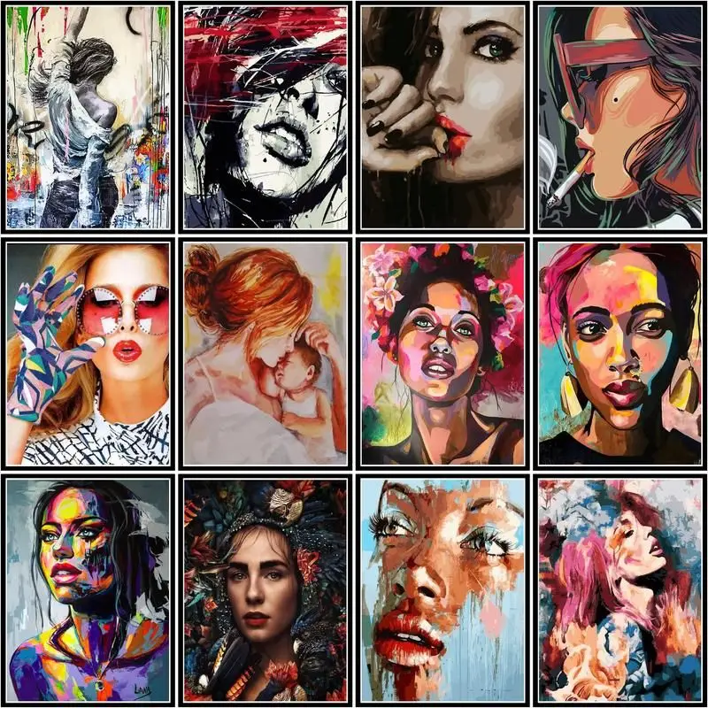 

GATYZTORY 40x50cm Painting By Numbers Woman Drawing On Canvas Gift Pictures By Number Kits HandPainted Figure Art Home Decor