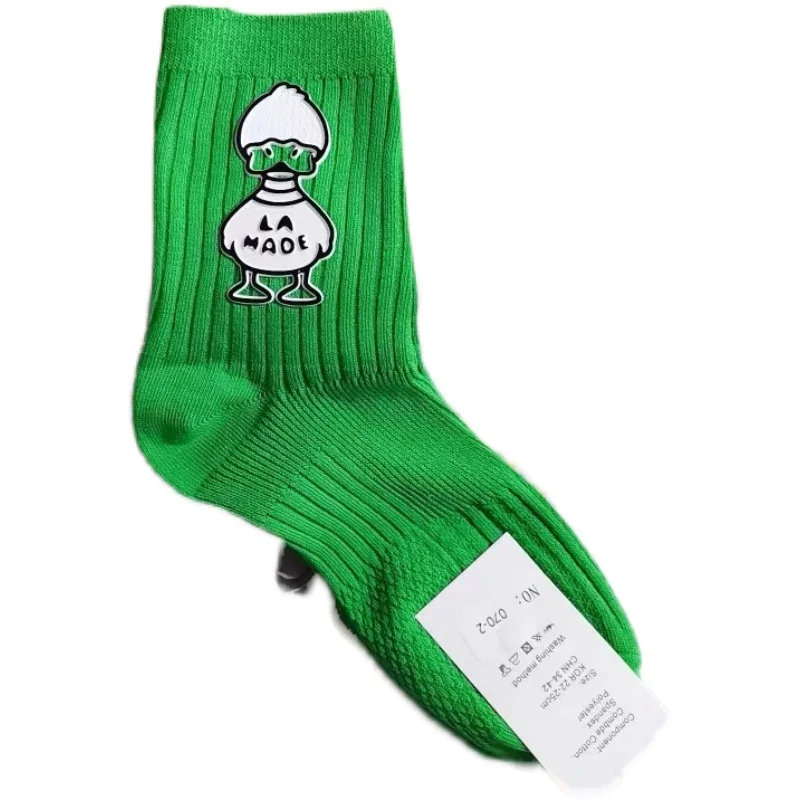 New Spring Summer Hot Stamping Duck Personality Middle Tube Stockings All-match Net Red Candy Color Cotton Socks Casual Women