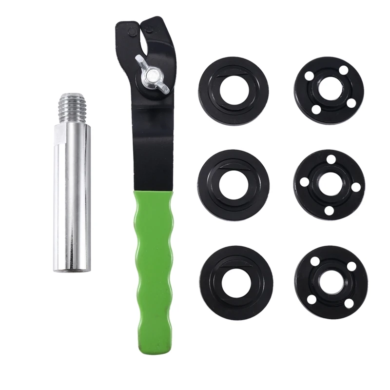 Angle Grinder Attachments, 8PCS Kit Spanner Wrench Flange Nut And Extension Shaft
