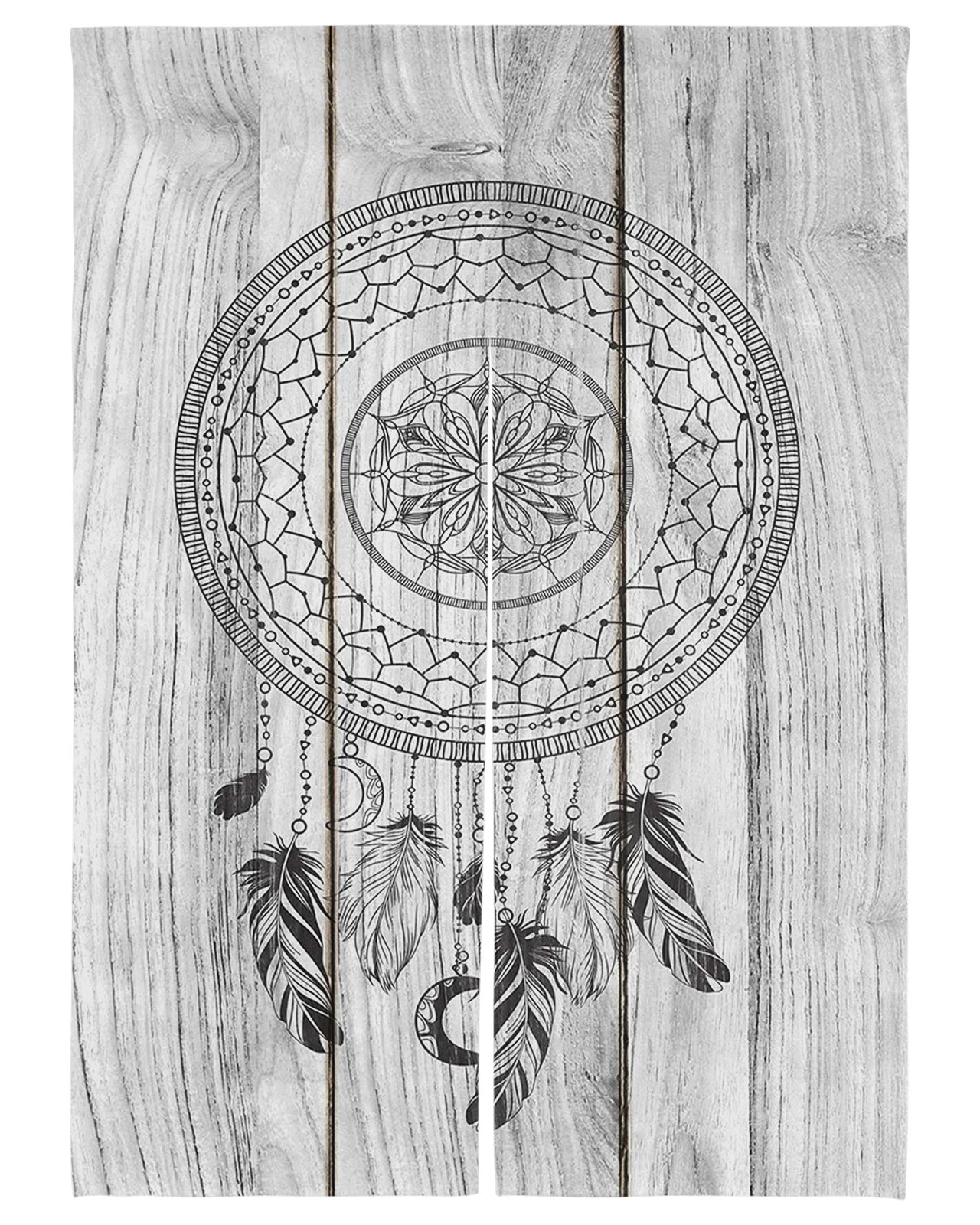 

Wood Grain Dream Catcher Japanese Doorway Curtain Bedroom Partition Noren Drapes Kitchen Entrance Hanging Half-Curtains Linen