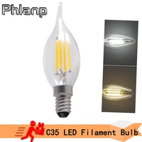 phlanp e14 e27 led filament bulb 2w 4w 6w ac220v filament pull tail tip bubble e14 led bulb edison retro candle light