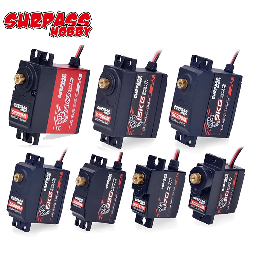 Цифровой сервопривод SURPASS Hobby, 9 г, 17 г, 25 г, 6 кг, 9 кг, 15 кг, 20 кг, металлический сервопривод для 1/10 1/8, Радиоуправляемый автомобиль, лодка, самолет, робот