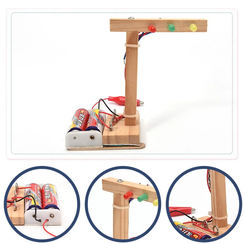 

DIY Wooden Traffic Light Model Science Experiment Toys For Children Physics Learning Educational Kits STEM School Projects Gifts