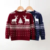 Merry Xmas Knit Sweaters 2022 New Autumn Winter Christmas Jumpers Baby Boy Girl Jacquard Casual Long Sleeve Pullover Tops 2T-7T