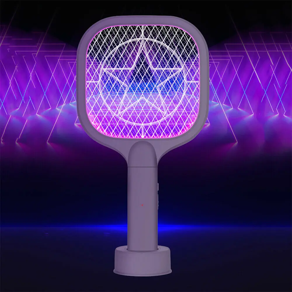 

Electric Flies 3000V Swatter Killer with UV Light USB Rechargeable LED Lamp Summer Mosquito Trap Racket Anti Insect Bug Zapper