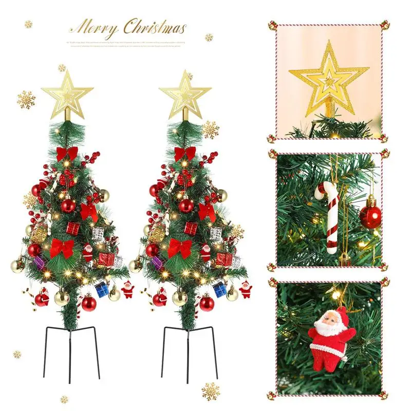 

2pcs Artificial Christmas Tree Adornments Outdoor Christmas Trees Light String Decoration Garden Xmas Tree Ornaments for Garden