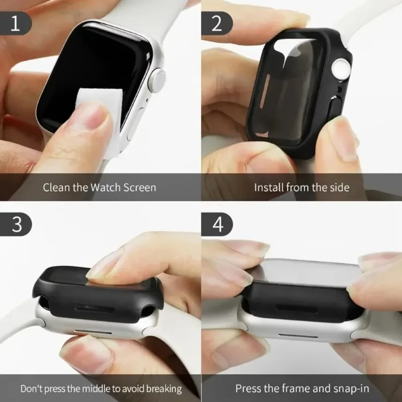 Фото Чехол для ПК + защитная пленка из закаленного стекла для Apple Watch Ultra 3/2 49 мм, 11, 10, 46/42 мм, универсальный корпус для iWatch 9, 8, 7, 45/41 мм, 6, 5, 4, 40/44 мм №4