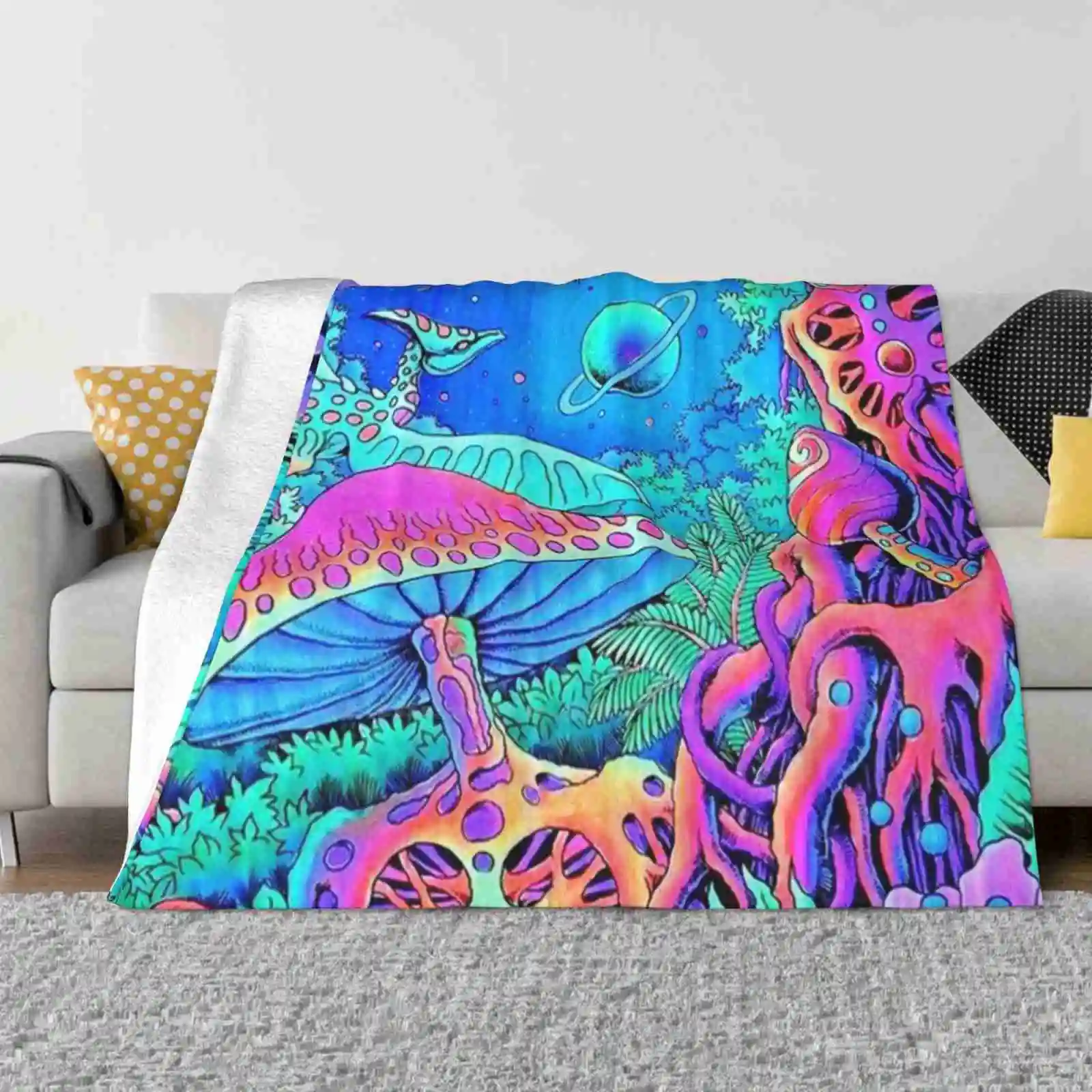 

Новое поступление, Модное теплое фланелевое одеяло для отдыха, психоделические грибы