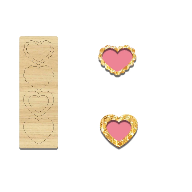 

BY35-3 Wooden Cutting Die For Heart-shaped Empty Hand Rocking Toy, Applicable To Most Machines