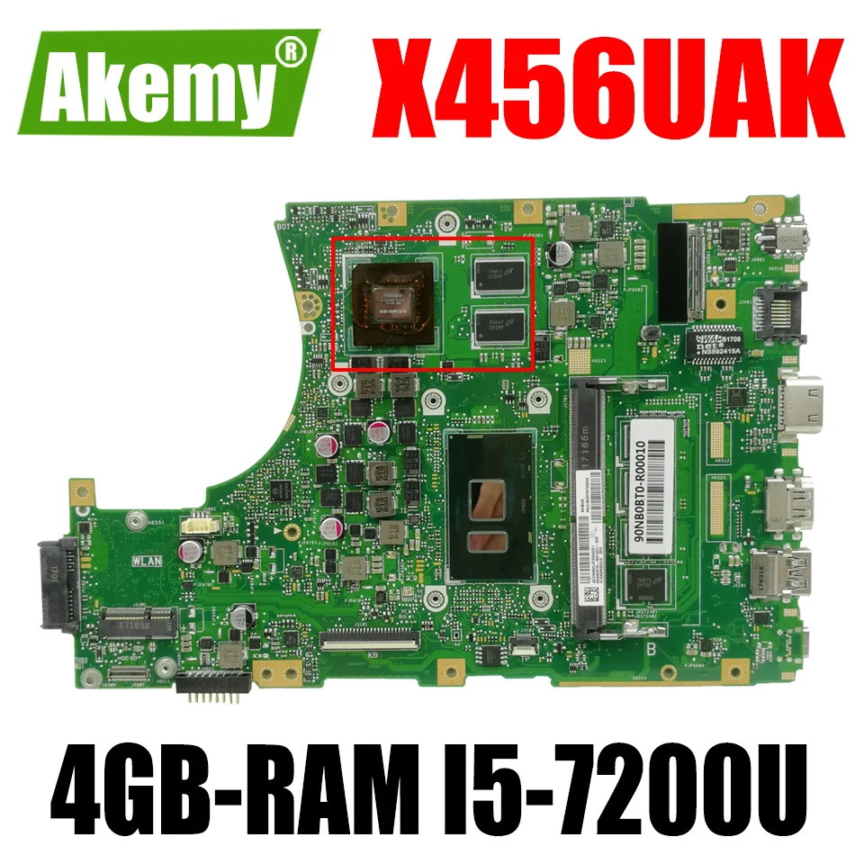 

Akemy X456UAK Laptop motherboard For Asus VivoBook X456UA X456UV X456UQk X456UAM X456UVK mainboard 4GB-RAM I5-7200U DDR4