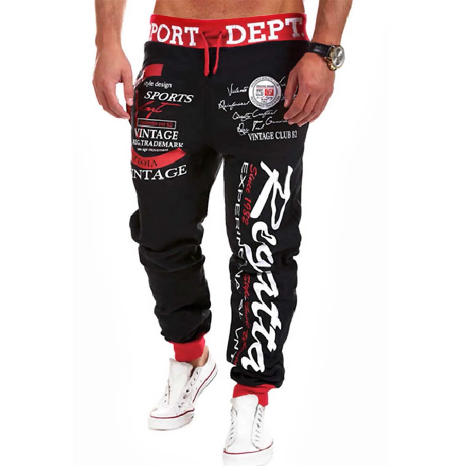 

Men'S Hip Hop Casual Jogging Pants Letter Print Sport Gym Fitness Slim Fit Baggy Trousers Sportwear Sweatpants Jogger Tracksuit