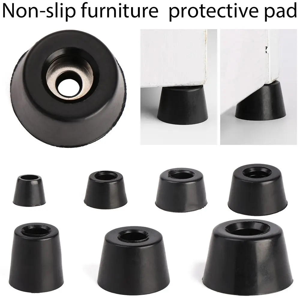 

10 pcs Safe Furniture Parts Black Cushion Protective Pad Rubber Foot Mat Tapered Furniture Slip Feet