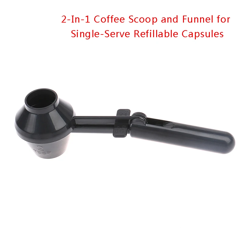 

2-In-1 Coffee Scoop and Funnel for Single-Serve Refillable Capsules, 2 Tablespoon Portioned Coffee Scooper Spoon