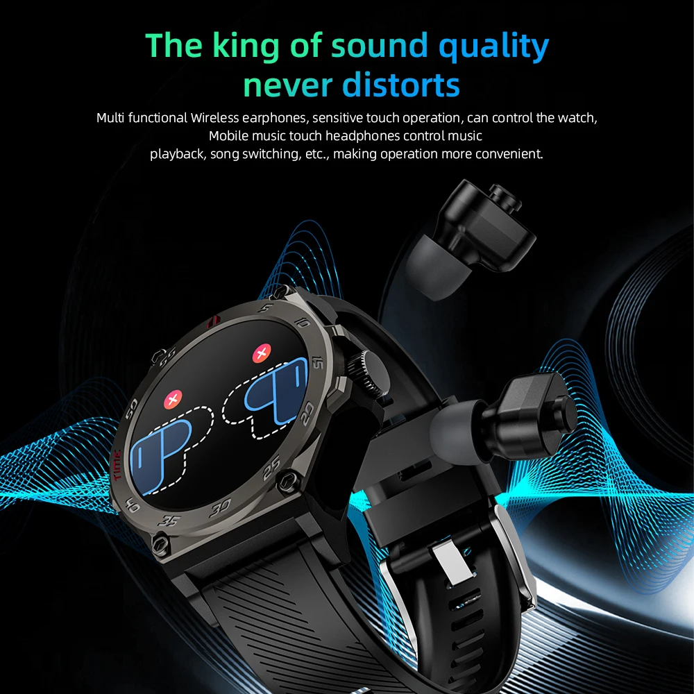 Новые TWS музыкальные звонки беспроводные Bluetooth-смарт-часы наушники 2 в 1 двойные