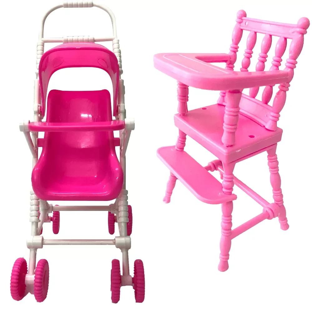

NK 2 Pcs Mini Doll Furniture Dinner Room Kindergarten Chair Doll Trolley For Barbie Doll Kelly 1:12 Doll Accessories Gift