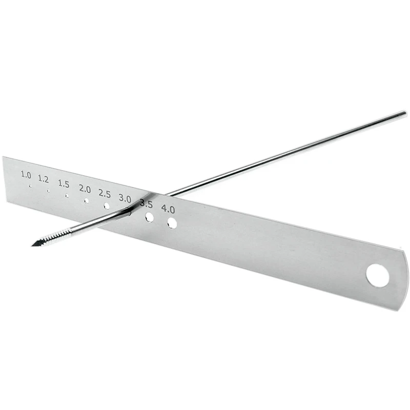 1pc Orthopedic Stainless Steel Ruler Kirschner K Wire and Bone Screw Diameter Lenght Measuring Ruler with 8 Holes Pet Instrument