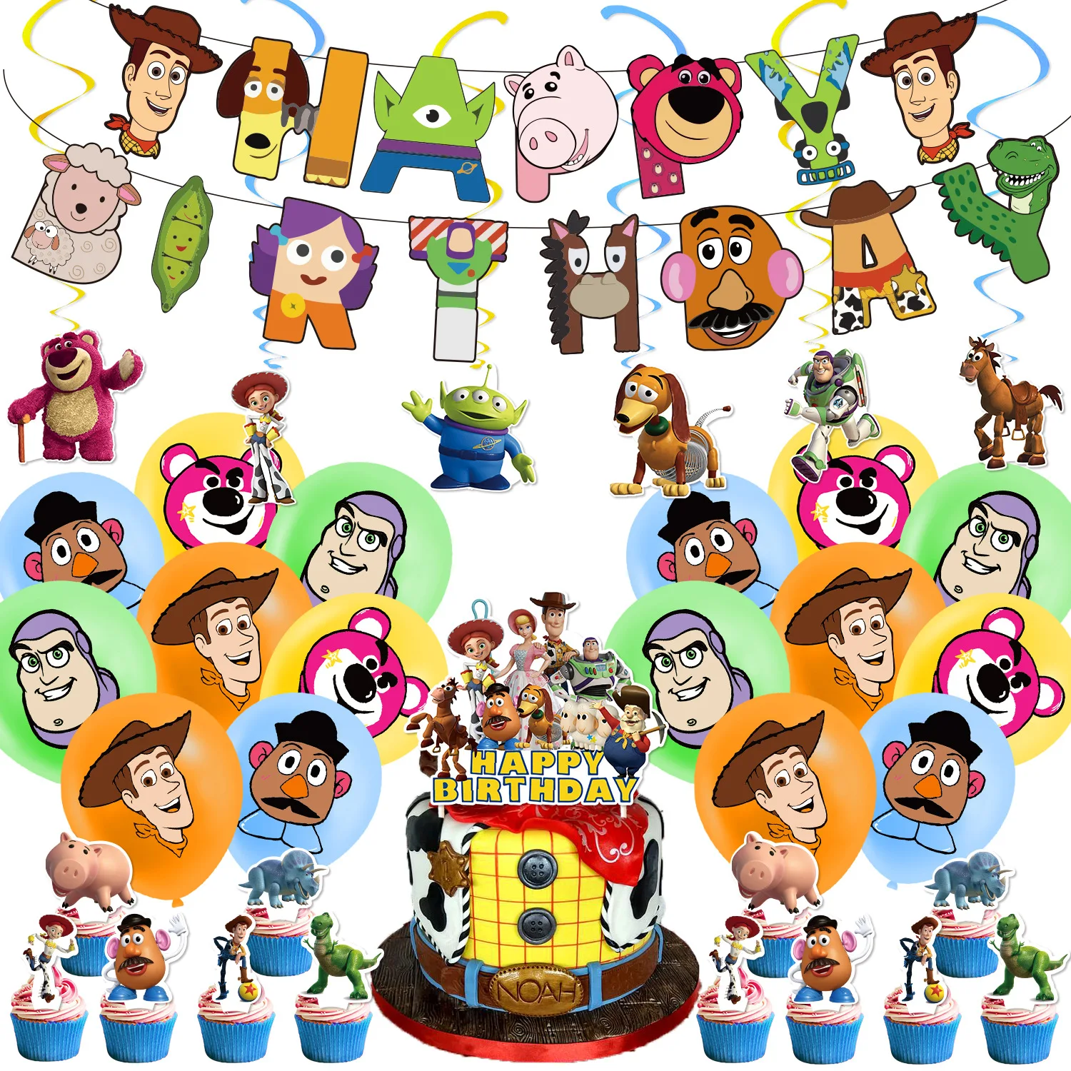 

1Set Toy Story Theme Kid Birthday Party Supplies Woody Buzz Lightyear Banner Cake Card Balloon Baby Shower DIY Party Decorations