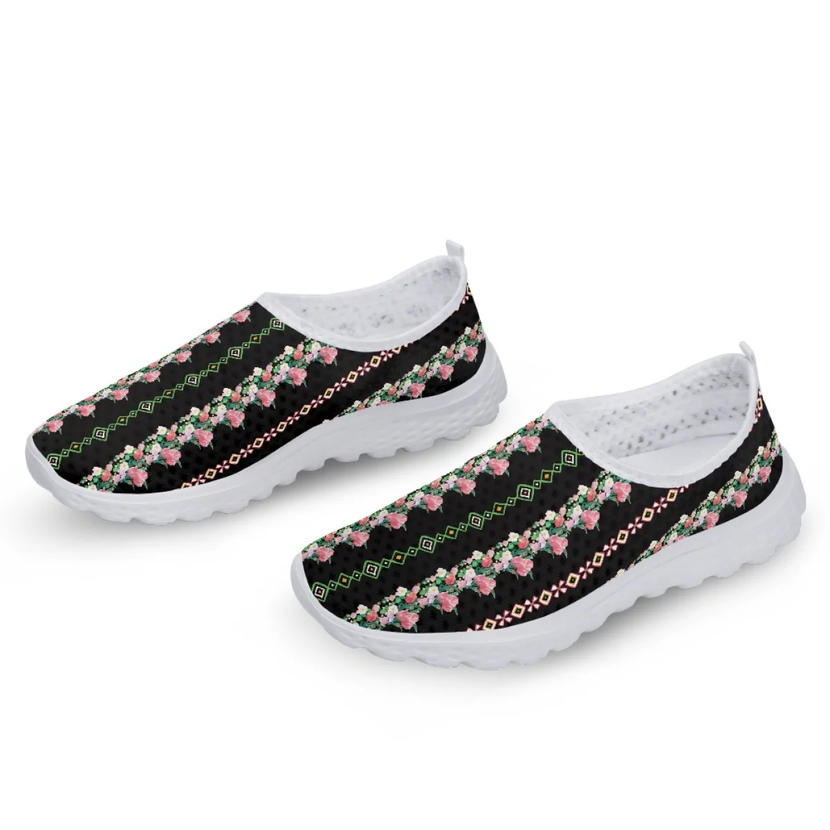 Nopersonality Floral Mosaic Sports Shoes Tribal Cultural Design Women's Mesh Shoe Flat Bottom Breathable Spring Summer New