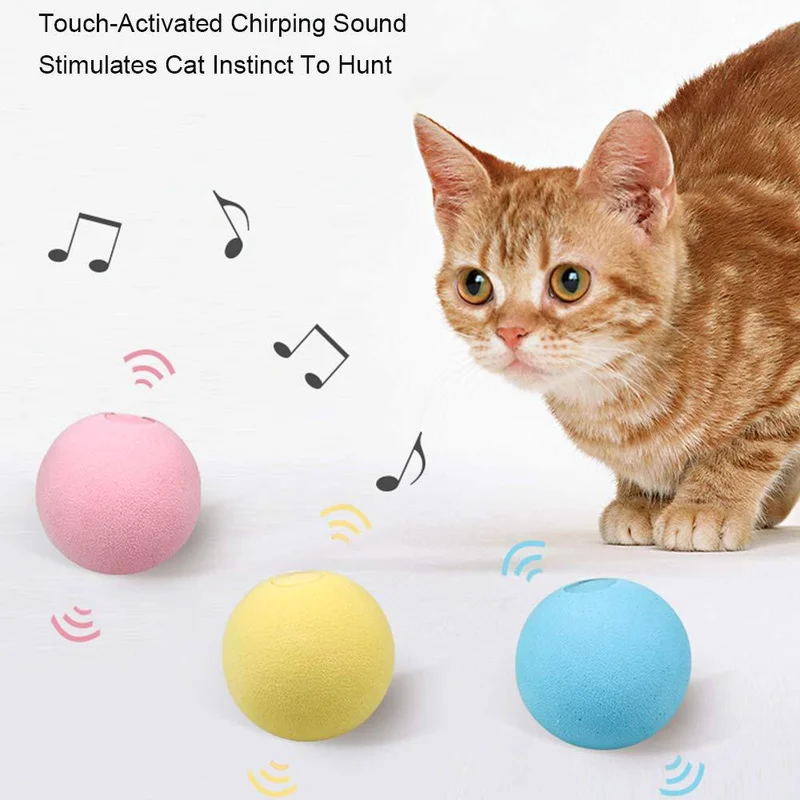 

Smart Cat Interactive Ball Cat Funny Chaser Pet Toy Squeak Gravity Ball Insect Calling Toys Interactive Ball Cat Training Toy