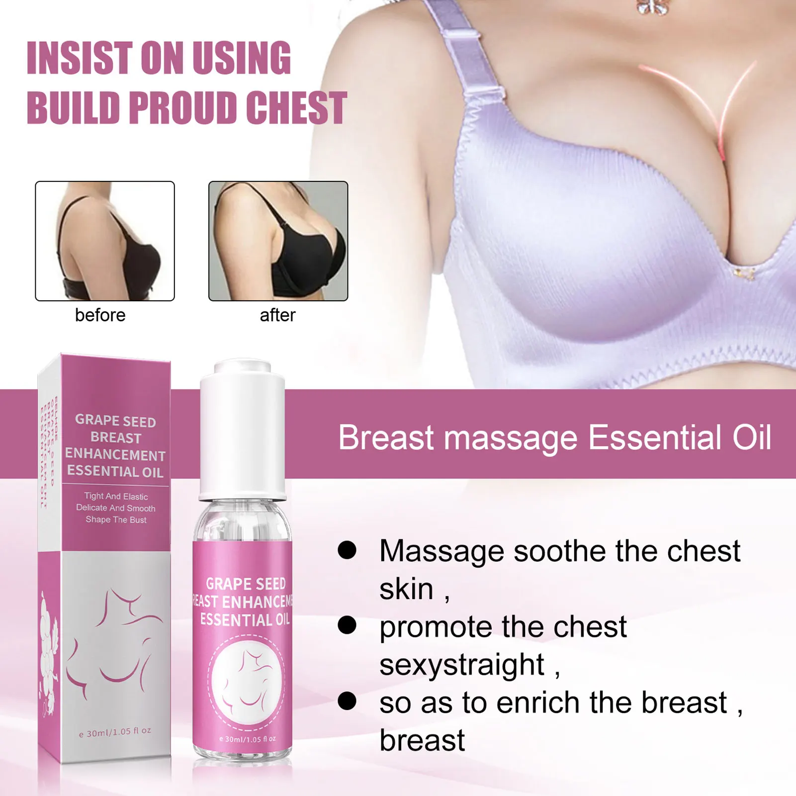 

Breast Massage Essential Oil Nourishing Breast Skin Lifting Firming Breast Enhancement Massage Oil Powerful Breast Enhancement