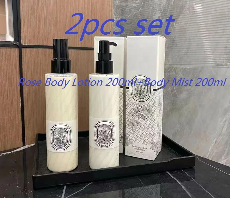 2Pcs Set  Rose Body Lotion 200ml+Body Mist 200ml