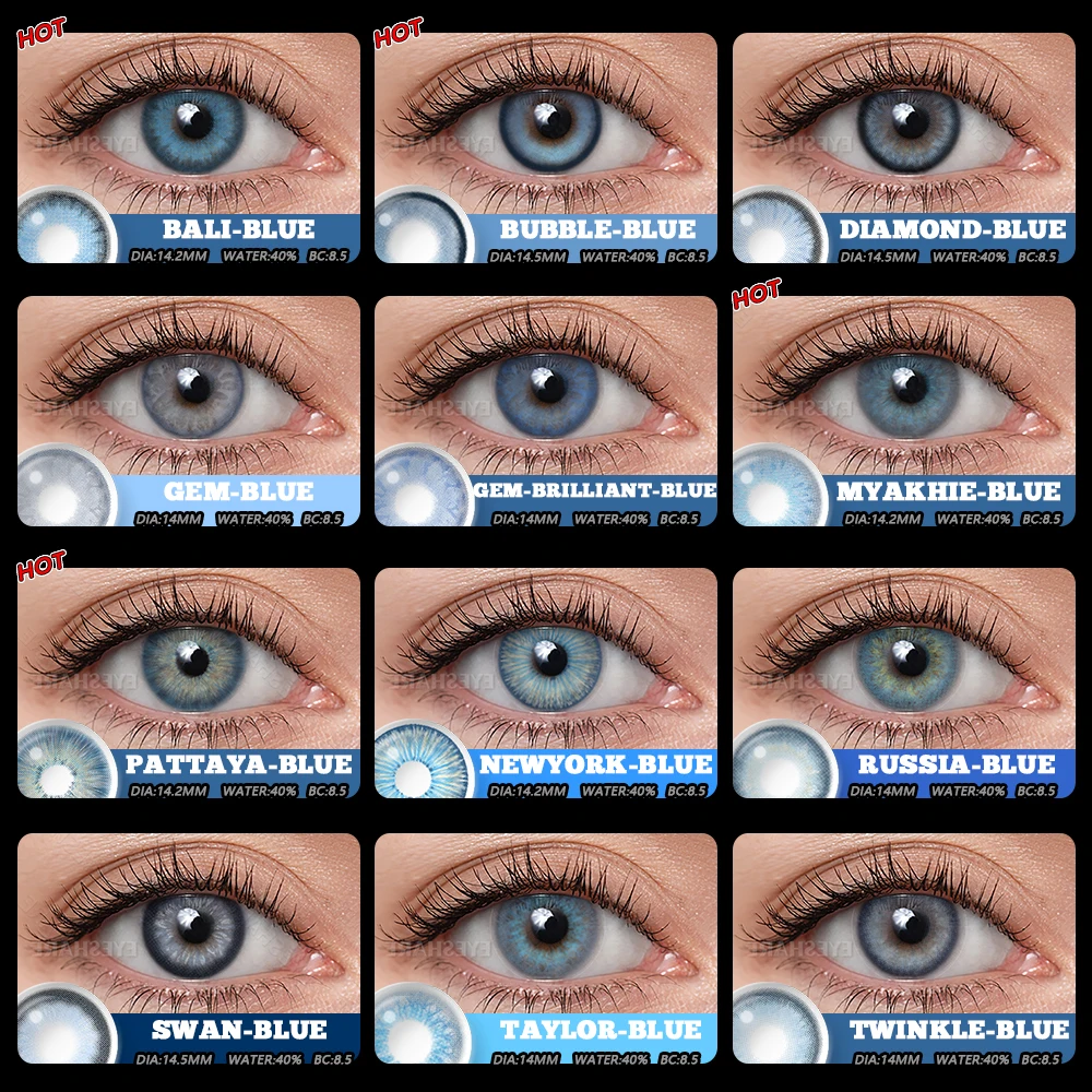 AMARA 1Pair Contact Lenses For Eyes Color Natural Blue Brown  Beauty Yearly Cosmetic Contacts Eyes Makeup Eye Contacts Lens