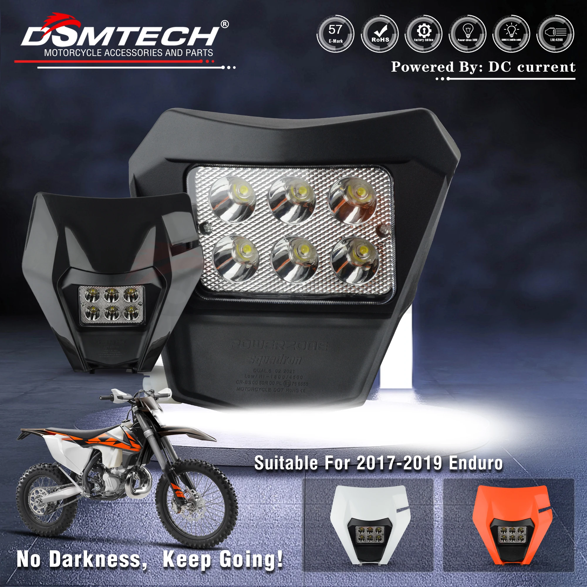 Фото DSMTECH мотоциклетная фара, светодиодная для KTM SX F EXC XCF SMR 2014 2015 2016 2017-2023, универсальный велосипед для грязи MX Enduro №2
