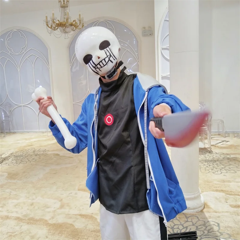 Костюм для косплея Санса из игры Undertale: толстовка-куртка унисекс, плащ-скелет с костями призрака, наряд для Хэллоуина и ролевых игр, костюм с черепом (art.: 3920db481a799) - 3920db481a799