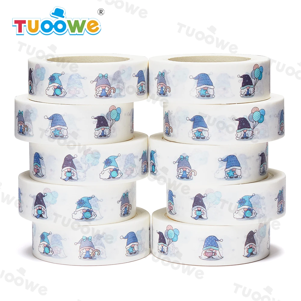 

2022 NEW 10pcs/Lot 15mm x 10m Draw Vector Snow Gnome Winter Cartoon Washi Tape Scrapbook Masking Adhesive Washi Tape Stationery