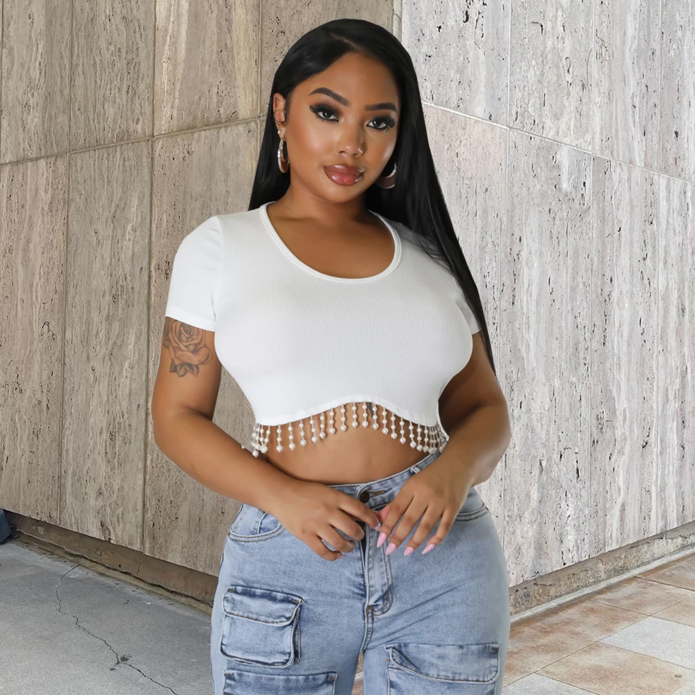 

Майка женская летняя с круглым вырезом и коротким рукавом