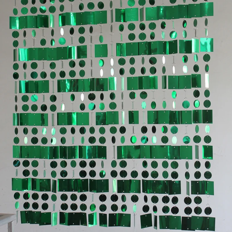 

Green Square Sequin Door Curtains DIY Interior partitions Hanging Ornaments Wedding party stage background decoration supplies