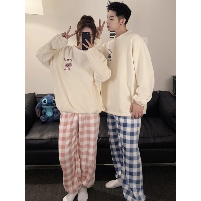 Парные пижамы Дональд Дак женские Зимние флисовые утепленные мужские из