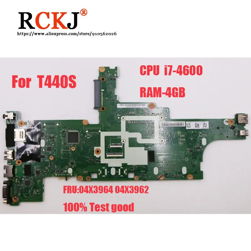 

Laptop motherboard For Lenovo Thinkpad T440S I7-4600U Mainboard SR1EA With 4GB RAM DDR3 tesed NM-A502 04X3964 04X3962