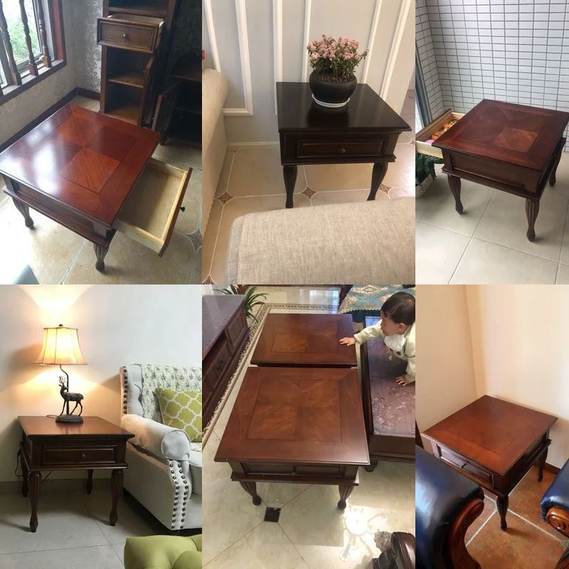 Американский шкаф с деревянными краями квадратный угловой диван кофейный столик