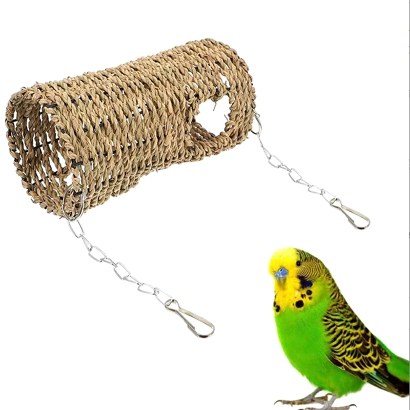 Grass Hammock Play Tunnel Hanging Bed House For Pet Rat Hamster Bird Nest Parrot Seagrass Rattan Houses