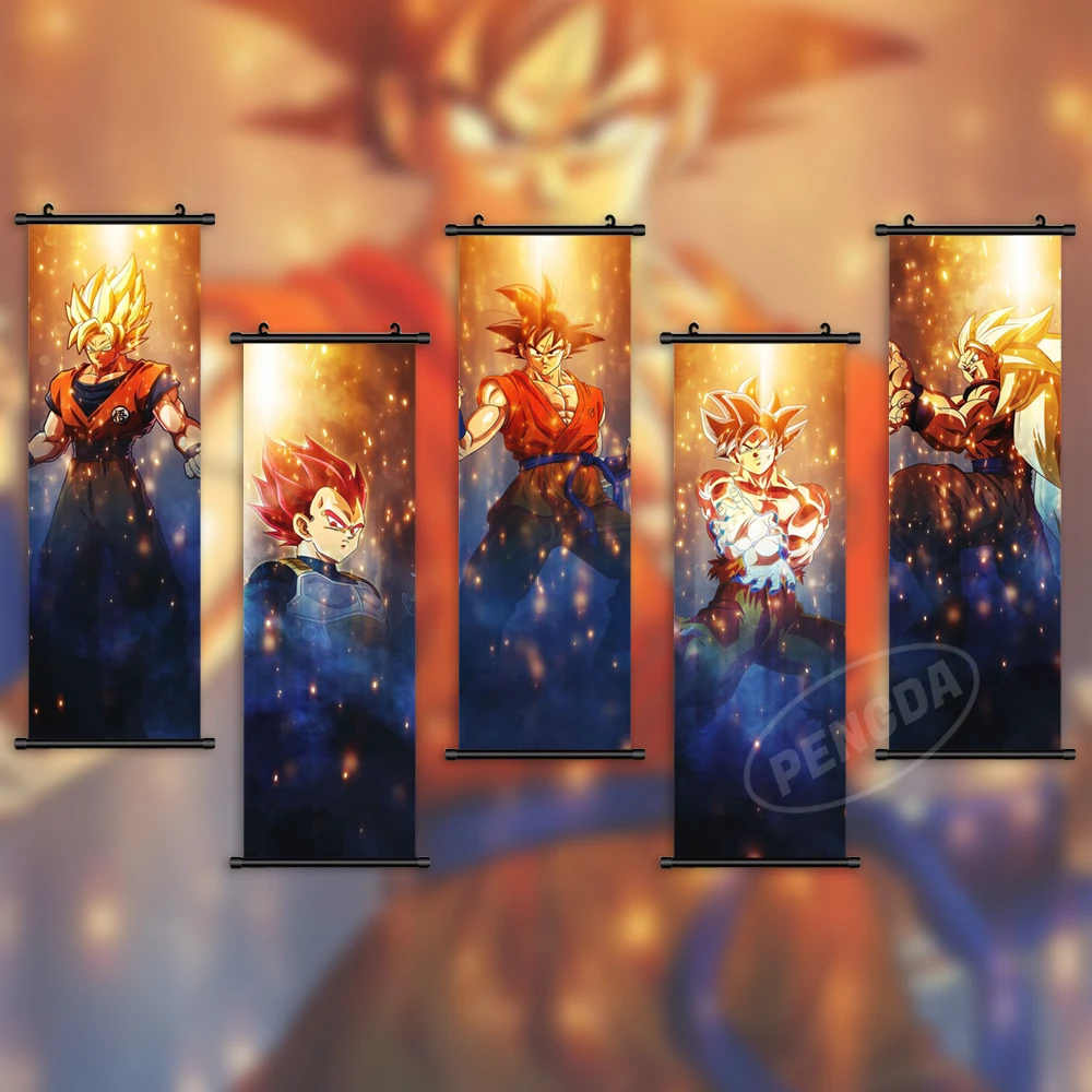 

Wall Artwork Anime Canvas Dragon Ball Pictures Goku Painting Super Saiyan Print Poster Vegeta IV Hanging Scrolls Home Decoration