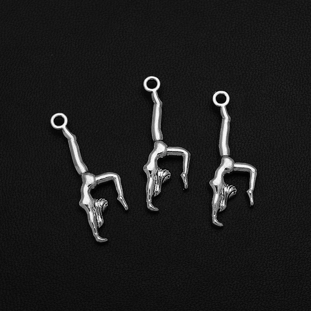 

20pcs/Lots 11x30mm Antique Silver Plated Gymnastics Gymnast Charms Sporter Pendants For Diy Creation Jewelry Making Accessories