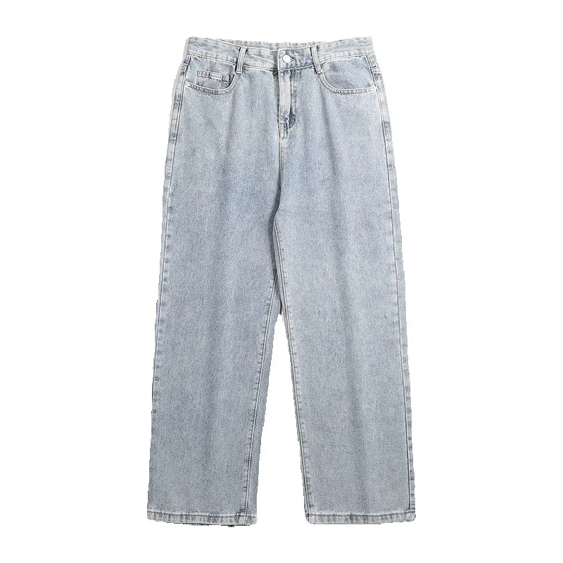Blue Grey Baggy Jeans Men Fashion Retro Casual Straight Jeans Men Streetwear Hip Hop Loose Wide Leg Denim Pants Mens Trousers