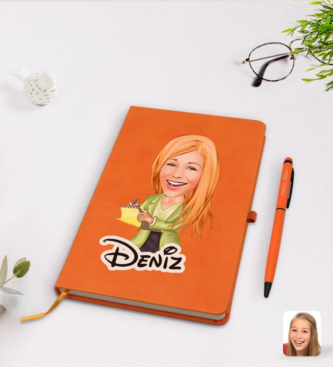 

Персонализированный женский ассистент из оранжевой термокожи модель 2