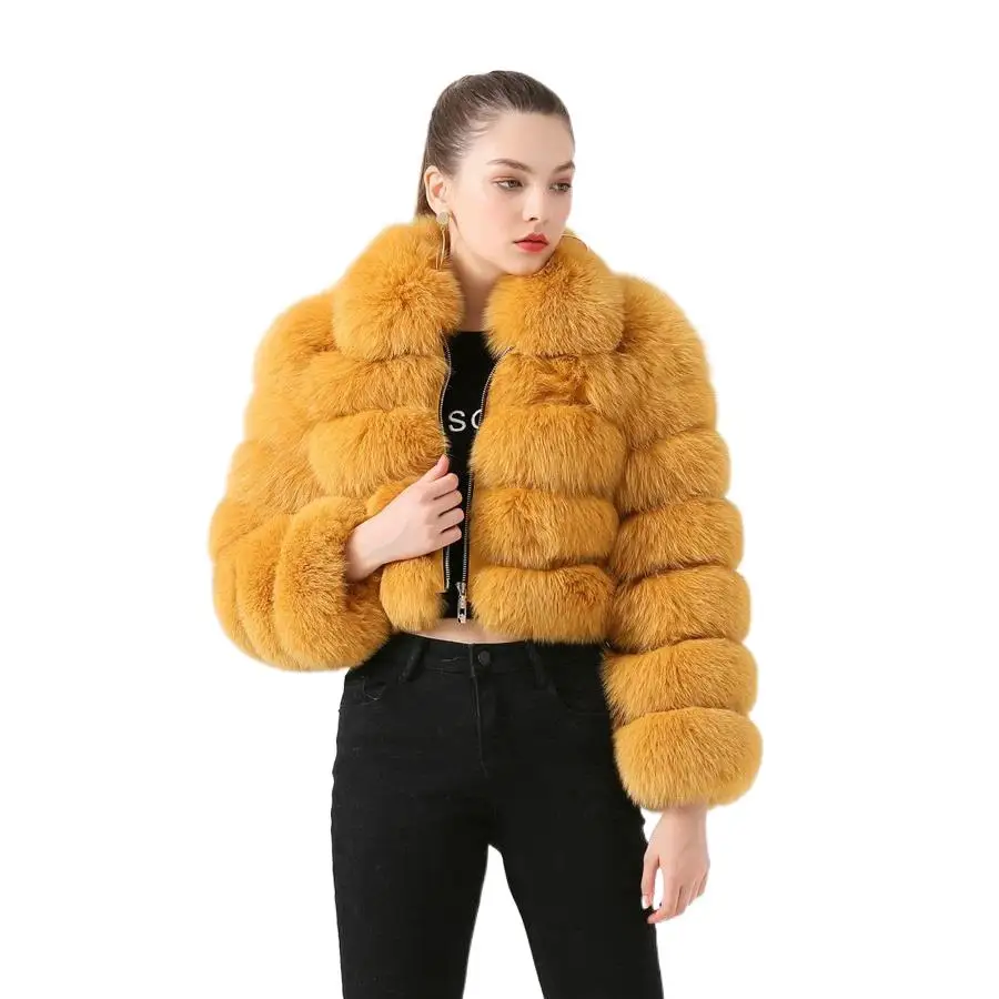 

Top Quality Real Fox Fur Short Coat Women Winter Soft Slim Fur Jacket Ladies Natural Fluffy Warmth Temperament Fur Outerwears