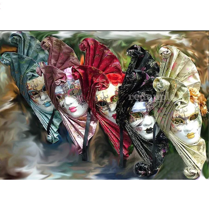 

5D DIY The Sexy Mask Square Diamond Painting Round Drill Rhinestone Mosaic Decoration Wall Stickers Diamond Mosaic Carnival Gift