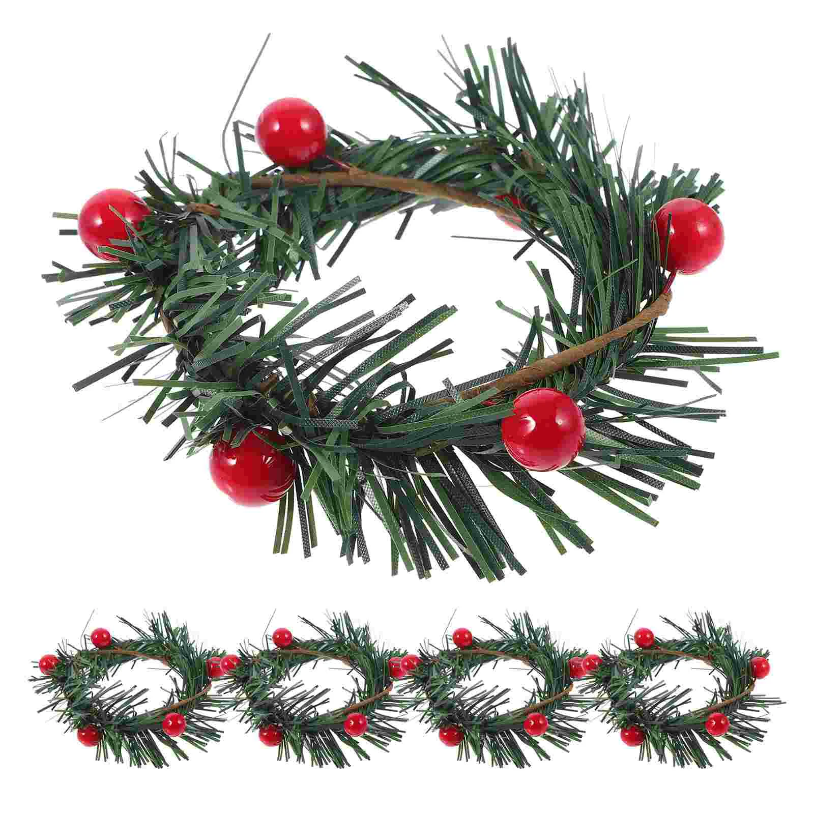 

5 Pcs Flower Garland Door Decor Fall Rings Wreaths Autumn Xmas Decorative Plastic Christmas Table Centerpieces Ornaments