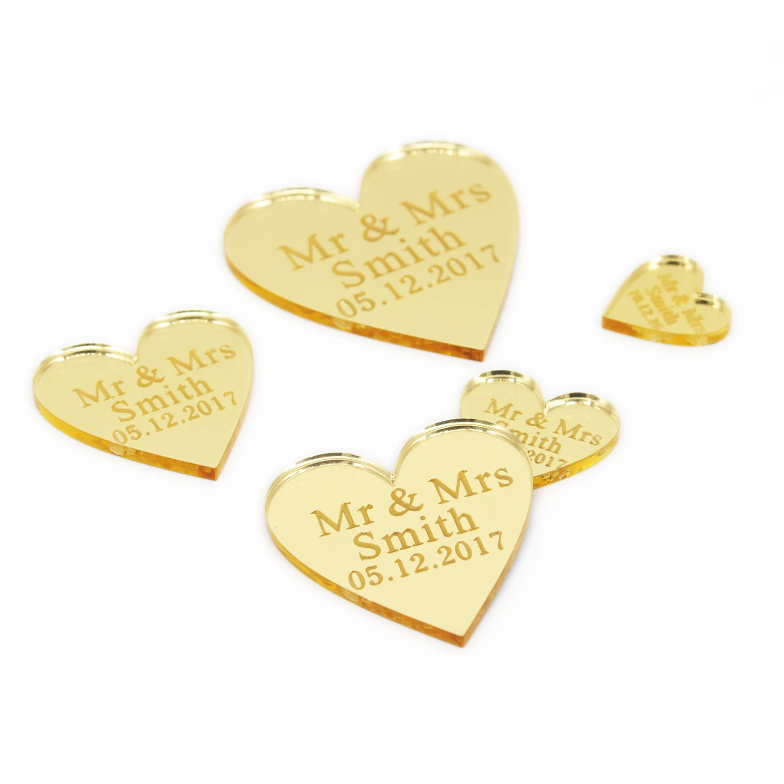 

Персонализированные акриловые сердечки для подарков 50 шт.