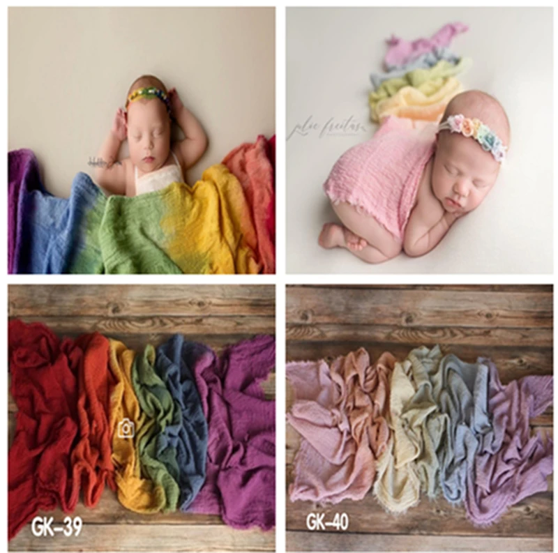 Dvotinst Newborn Baby Photography Props Rainbow Wrap Posing Wraps Blanket 50x260 for Studio Shooting Accessories Photo Props