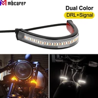 12 pcs led motorcycle turn signal light drl amber white clignotant moto fork strip lamp flashing blinker 12v